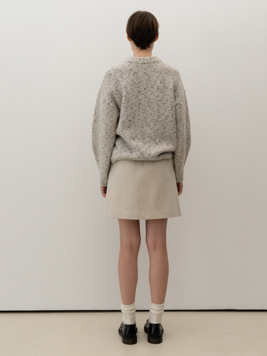 Wool Slit Skirt_Ivory