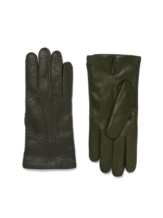 Peccary Leather Gloves For Men_Khaki