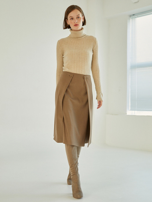 Double Lap Midi Skirt [Khaki Brown]