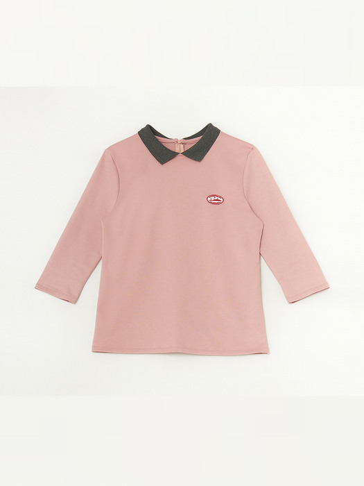 핑크 8부 폴로 티셔츠