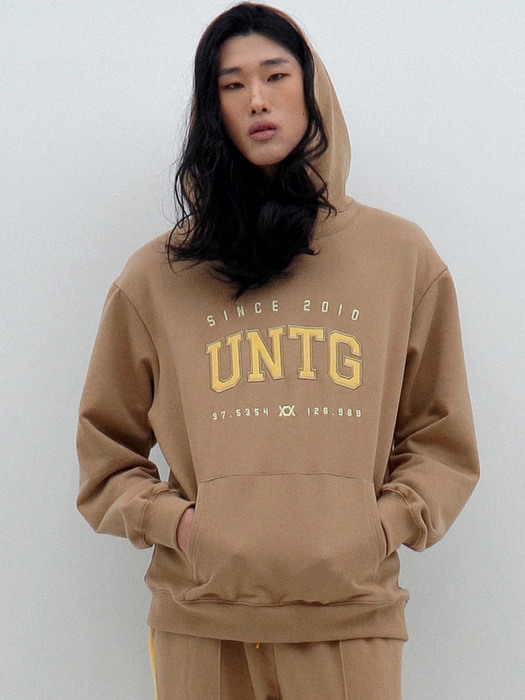 Logo-Embroidered Hooded Sweat Shirt[Brown(UNISEX)]_UTT-FH02 