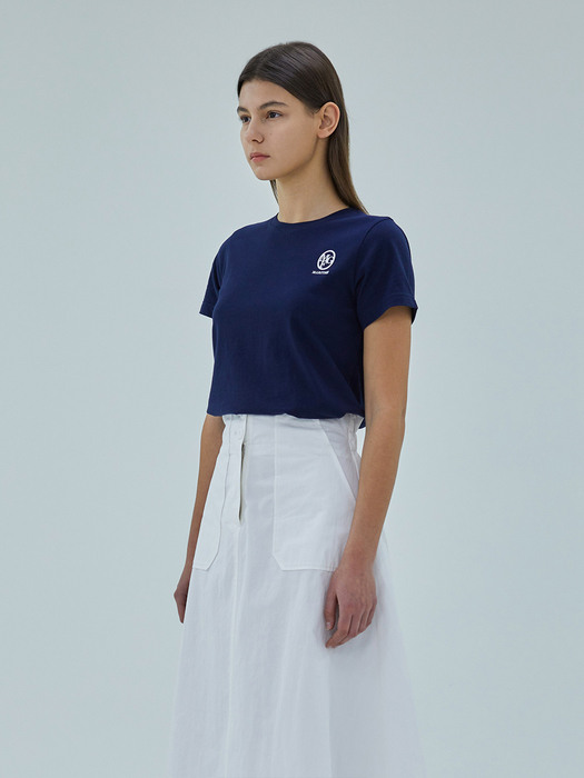 W EMBROIDERY TEE navy