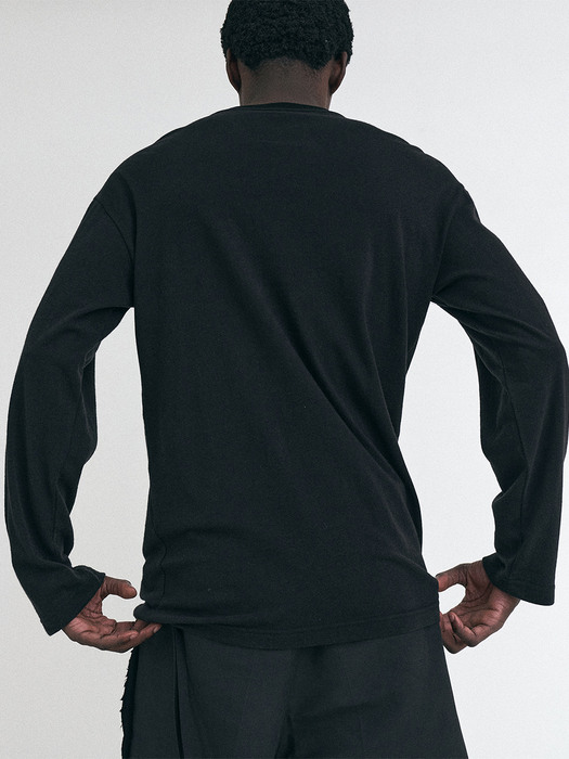 Black Overlapped Front T-shirts