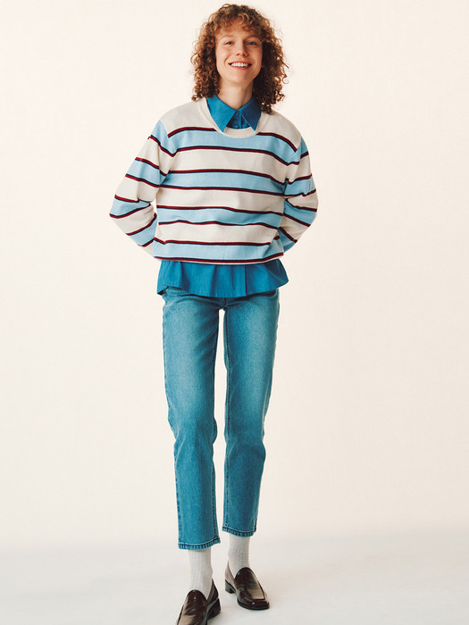 Mid-rise Slim Straight Jeans_TINT BLUE