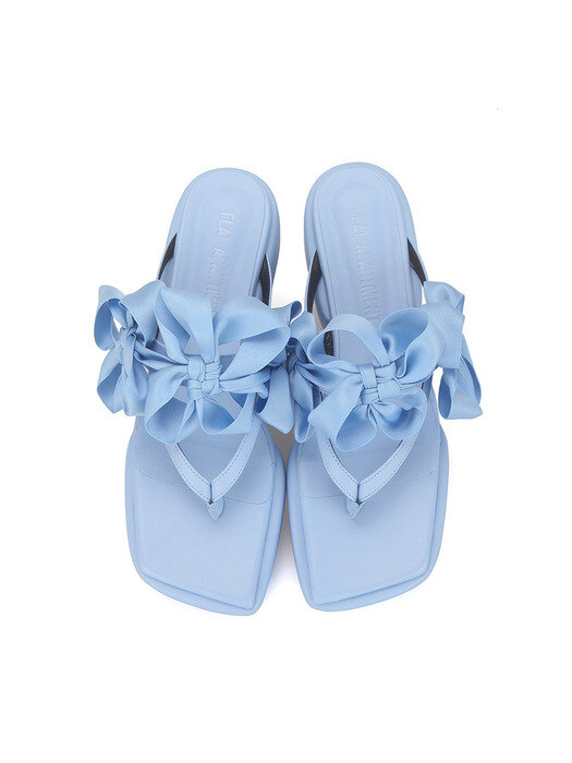 Puffed platform sandals with Maedeup (Korean knot) | Cornflower blue