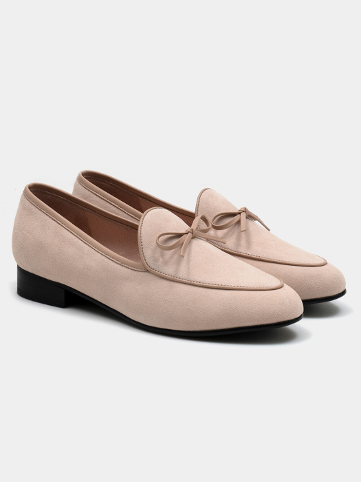 Ribbon Loafers Beige Suede / ALCW013