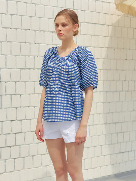 BACK POINT CHECK BLOUSE_BLUE