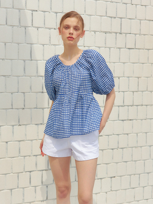 BACK POINT CHECK BLOUSE_BLUE