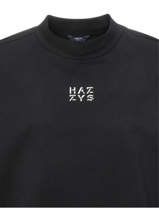 [22SS 헤지스 골프 여성]블랙 로고 포인트 크롭핏 반넥 티셔츠_HWTS2B980BK