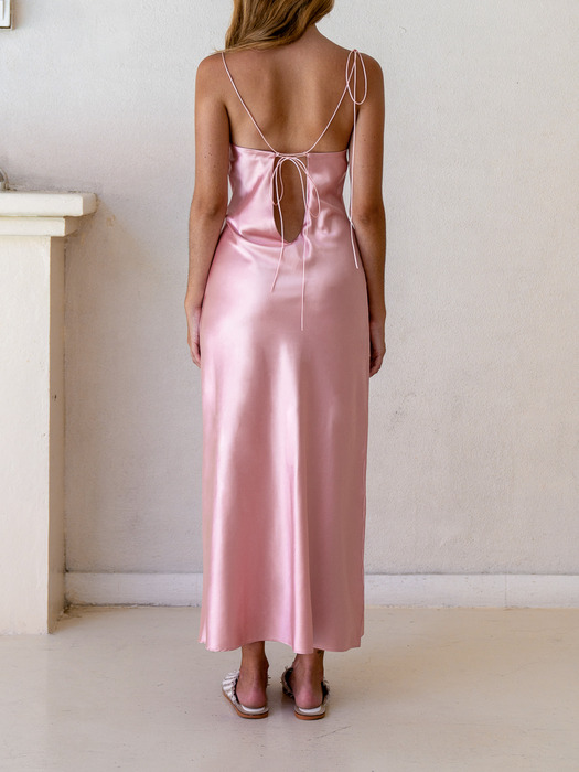 Kristen Pink Satin Slip Dress