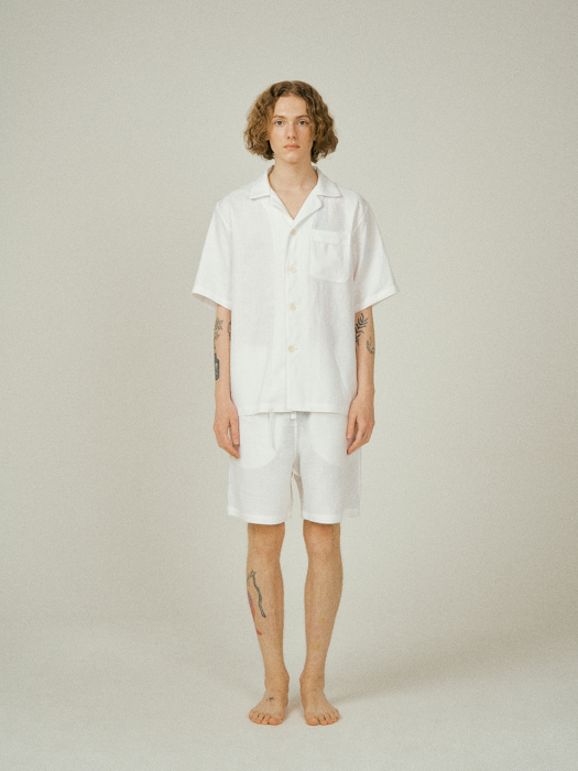(m) Readymade Pajama Set Linen White