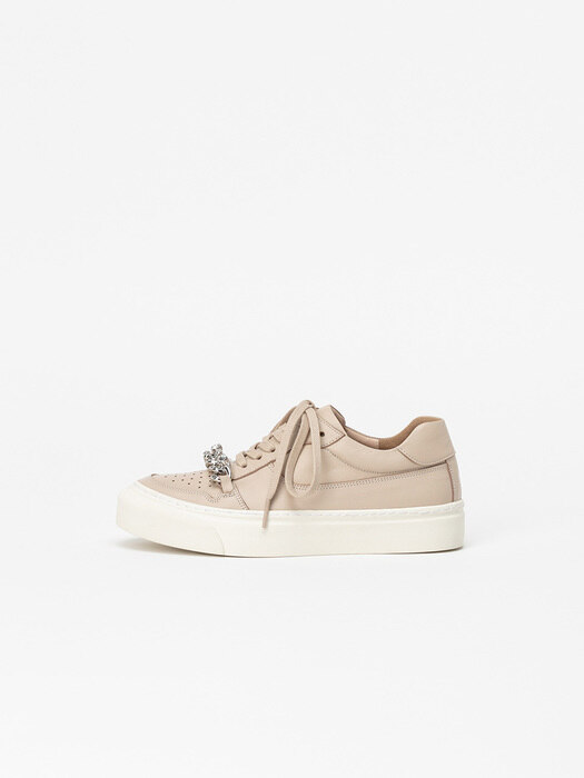 Ardita Embellished Chain Sneakers in Pinkish Ivory