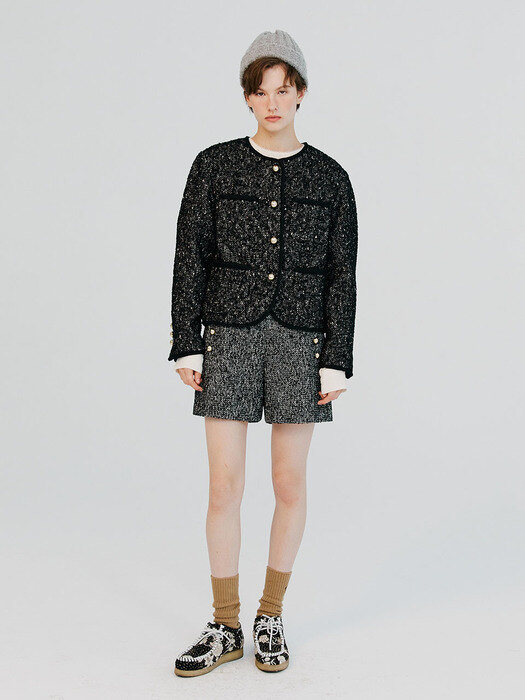 Ailee Gold Button Tweed Jacket_Black VC2299JK002M