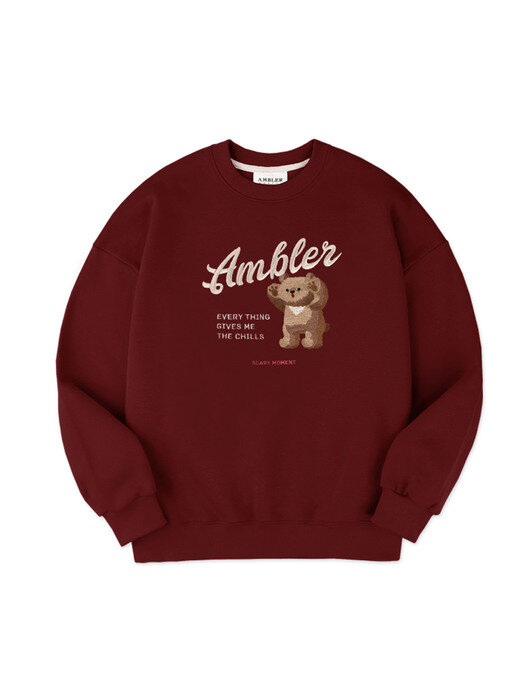 The Chill bear Over fit Sweatshirt AMM1008 (burgundy)