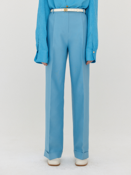 VANETTA Cuffed Hem Pants - Sky Blue