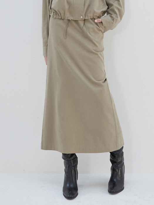 amr1473 string midi skirt (khaki beige)