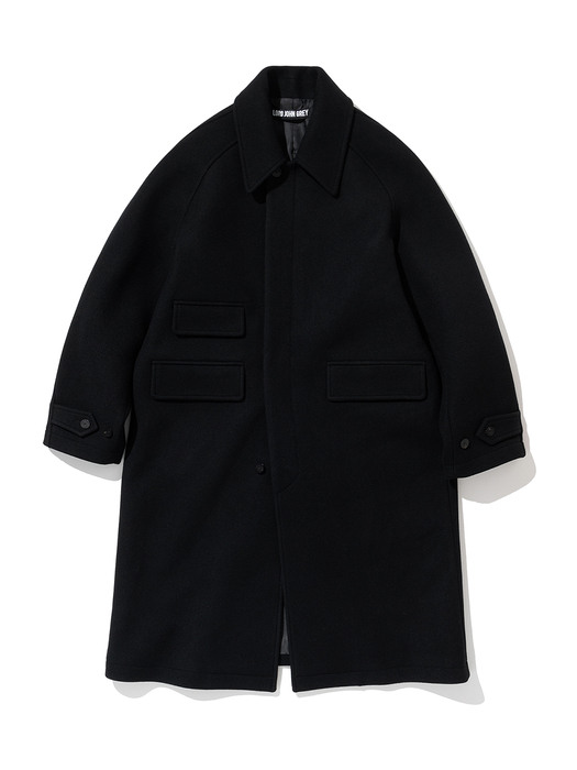 22fw park wool balmacaan coat black