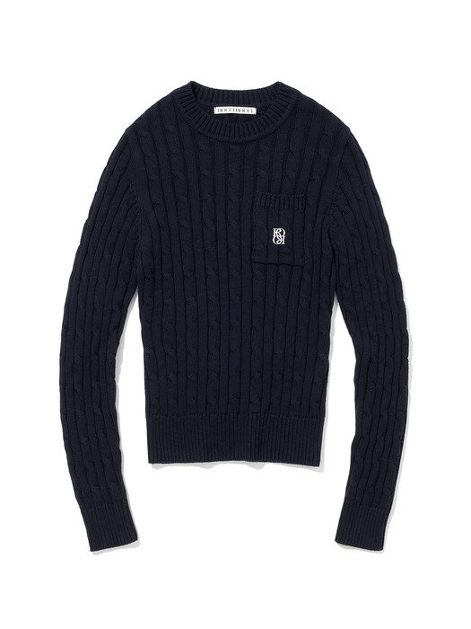 Classic Symbol Cable Knit Top [NAVY]