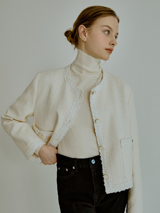 Classic tweed jacket (cream)