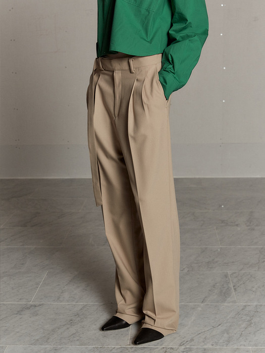 LUS Belted Baggy Fit Slacks_Beige