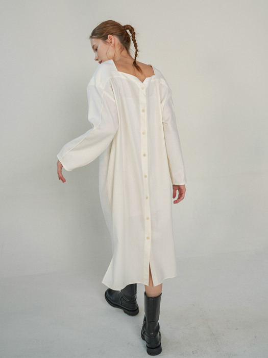 Wool open dress (Off-white)