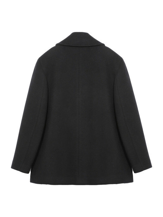 Wool Double-Breasted Peacoat Black