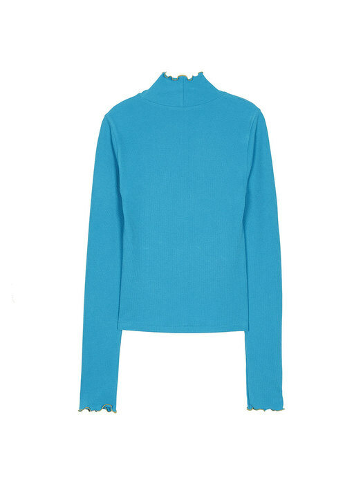 Turtle Neck Solid T-Shirts in Blue VW2AE327-22