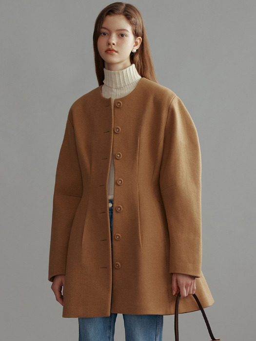 TRAFALGAR Volume sleeve wool coat (Black/Camel/Pink)