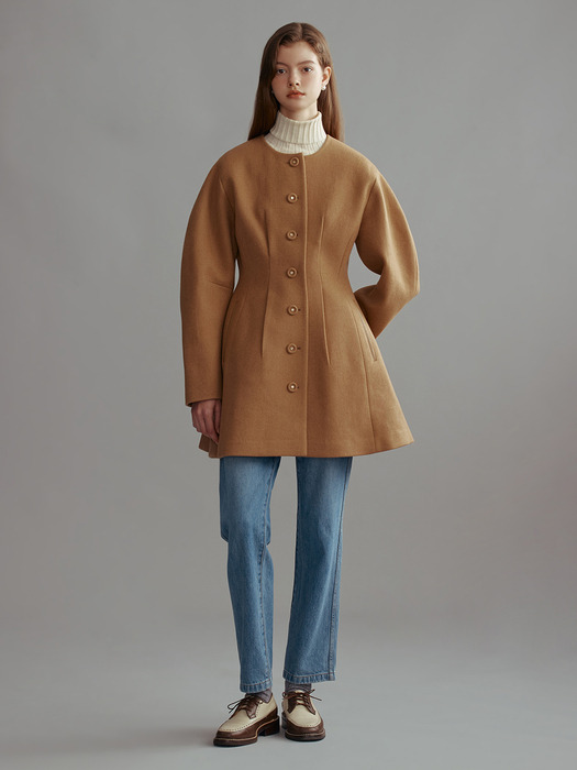 TRAFALGAR Volume sleeve wool coat (Black/Camel/Pink)