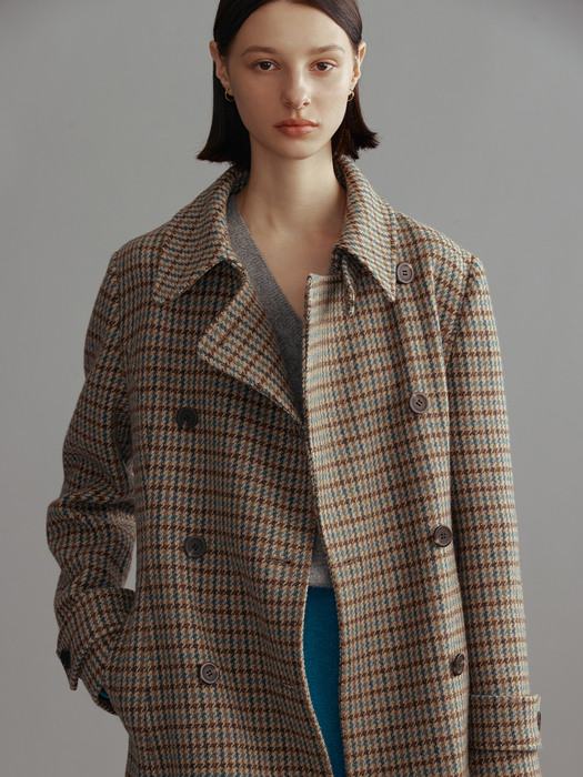 PADDINGTON Classic belted wool coat (Brown check)