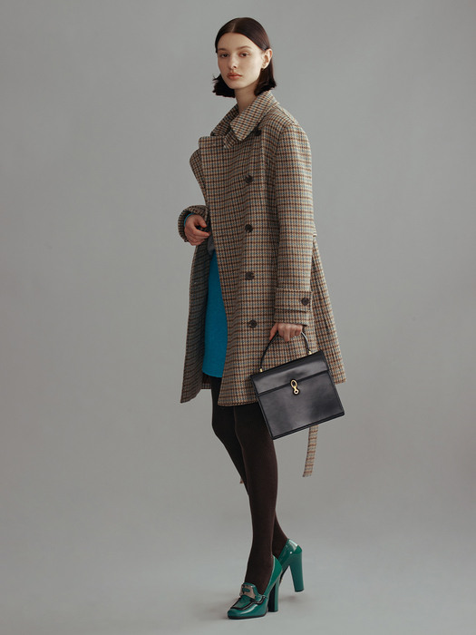 PADDINGTON Classic belted wool coat (Brown check)
