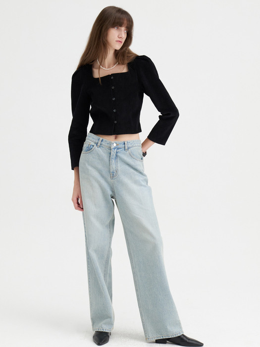 22 Winter_ Black Corduroy Cropped Blouse