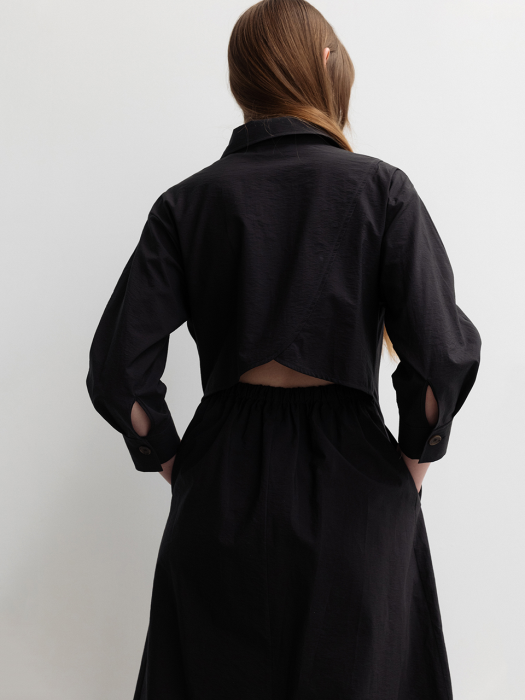 Back Cut-out Shirt Dress Black (JWDR3E900BK)