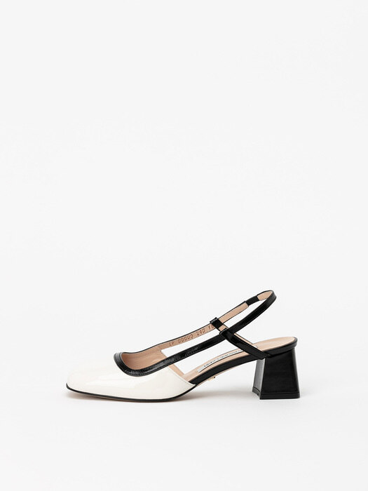 Dacquose Slingback Pumps in Milky White with Textured Black
