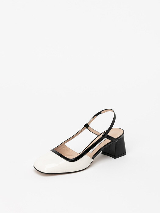 Dacquose Slingback Pumps in Milky White with Textured Black