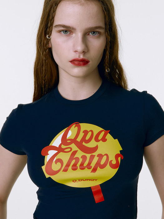 Qpachups Candy Cropped T-Shirt - Navy