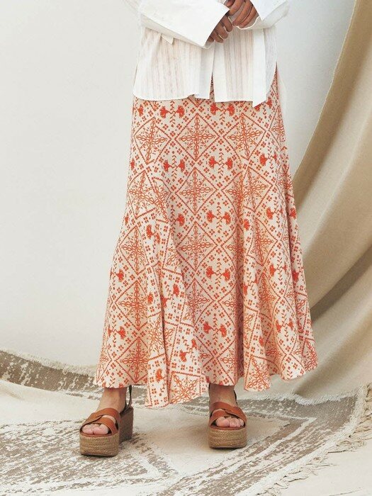 Moroccan Bell Long Skirt, Orange