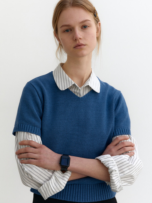 v half knit - classic blue