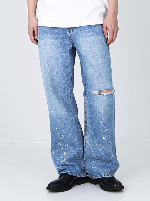 KNIFE CUT PAINT SPLATTER DENIM