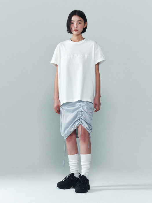 W-Shirred Skirt [Silver gray]