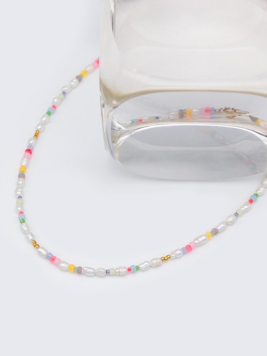 Jelly beads water pearl Necklace 3mm 밥풀 담수진주 컬러 비즈 초커 목걸이