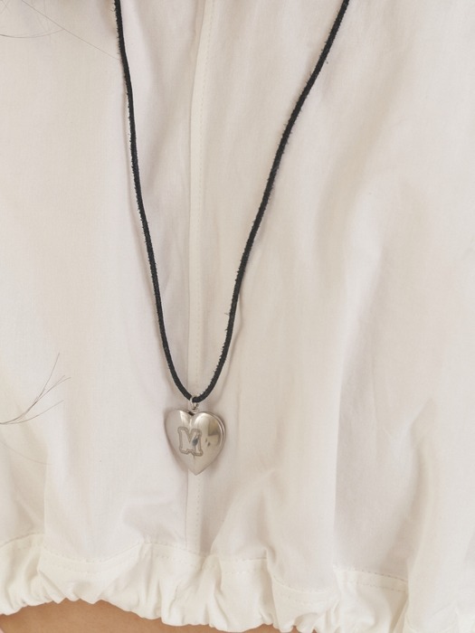 New M Logo Heart Long Leather Necklace