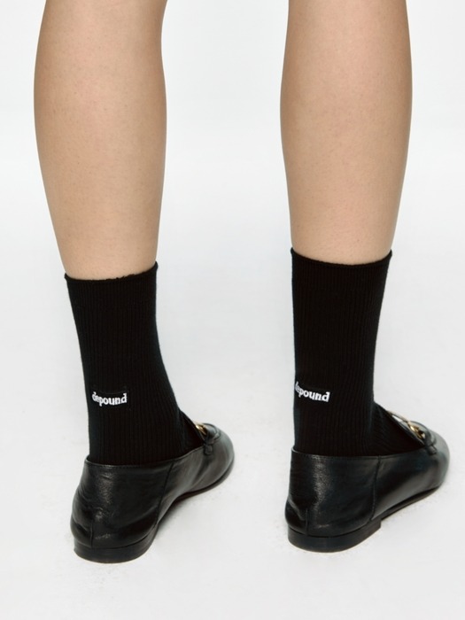 logo ribbed socks - black