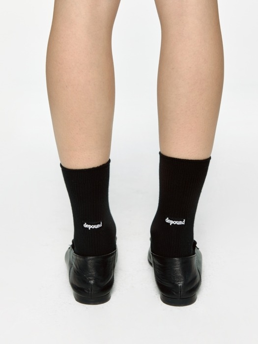 logo ribbed socks - black