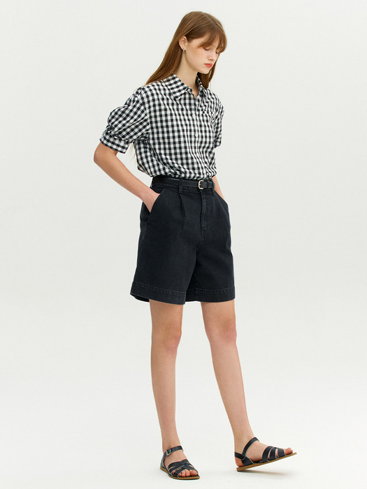 OSSOBUCO Tucked denim shorts (Black)