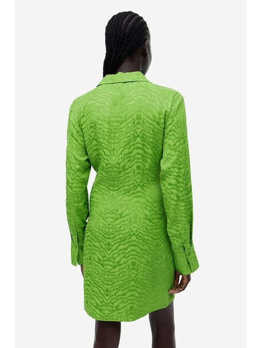 타이 디테일 셔츠 드레스 그린/크로커다일 패턴 1180209003