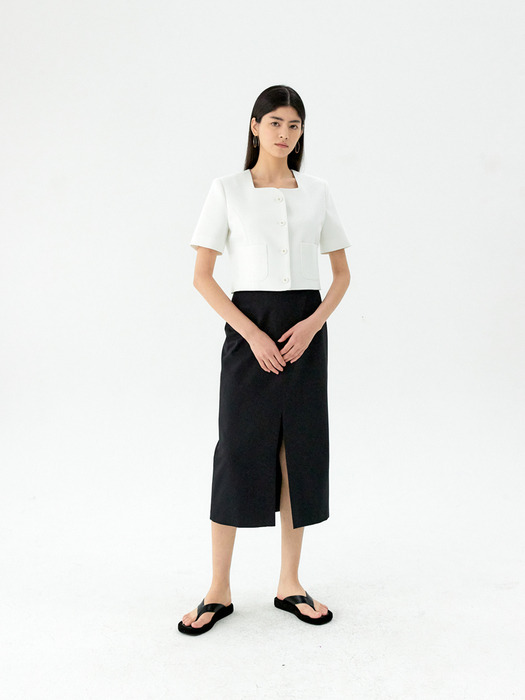 Tulip Short sleeve jacket (White)