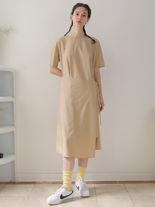 A-line wrap skirt & dress set  Beige