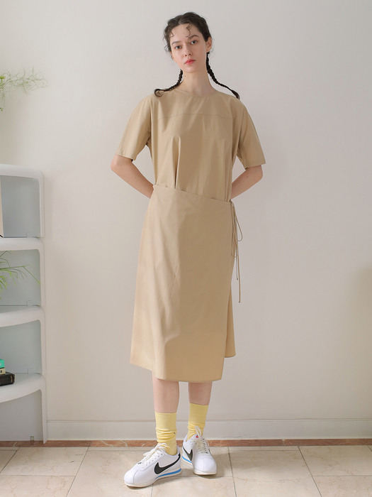 A-line wrap skirt & dress set  Beige