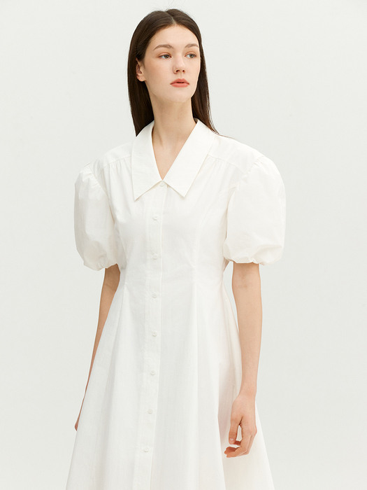 LUCCA Balloon sleeve shirt one piece (White)